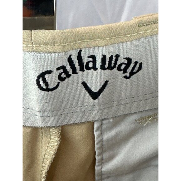 Callaway Mens Beige Golf Shorts Size 33 94% Polyester 6% Elastane Lightweight & - Picture 2 of 6